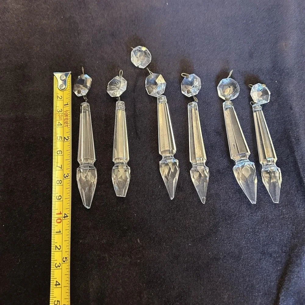 Vintage antique Cut Crystal Glass Chandelier Icicle Prisms Antique Lot Read
